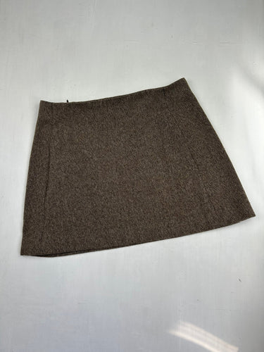 Beige wool mini office skirt with pockets (S/M)