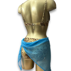 Blue mesh see through tie up beachwear pareo  (One size)