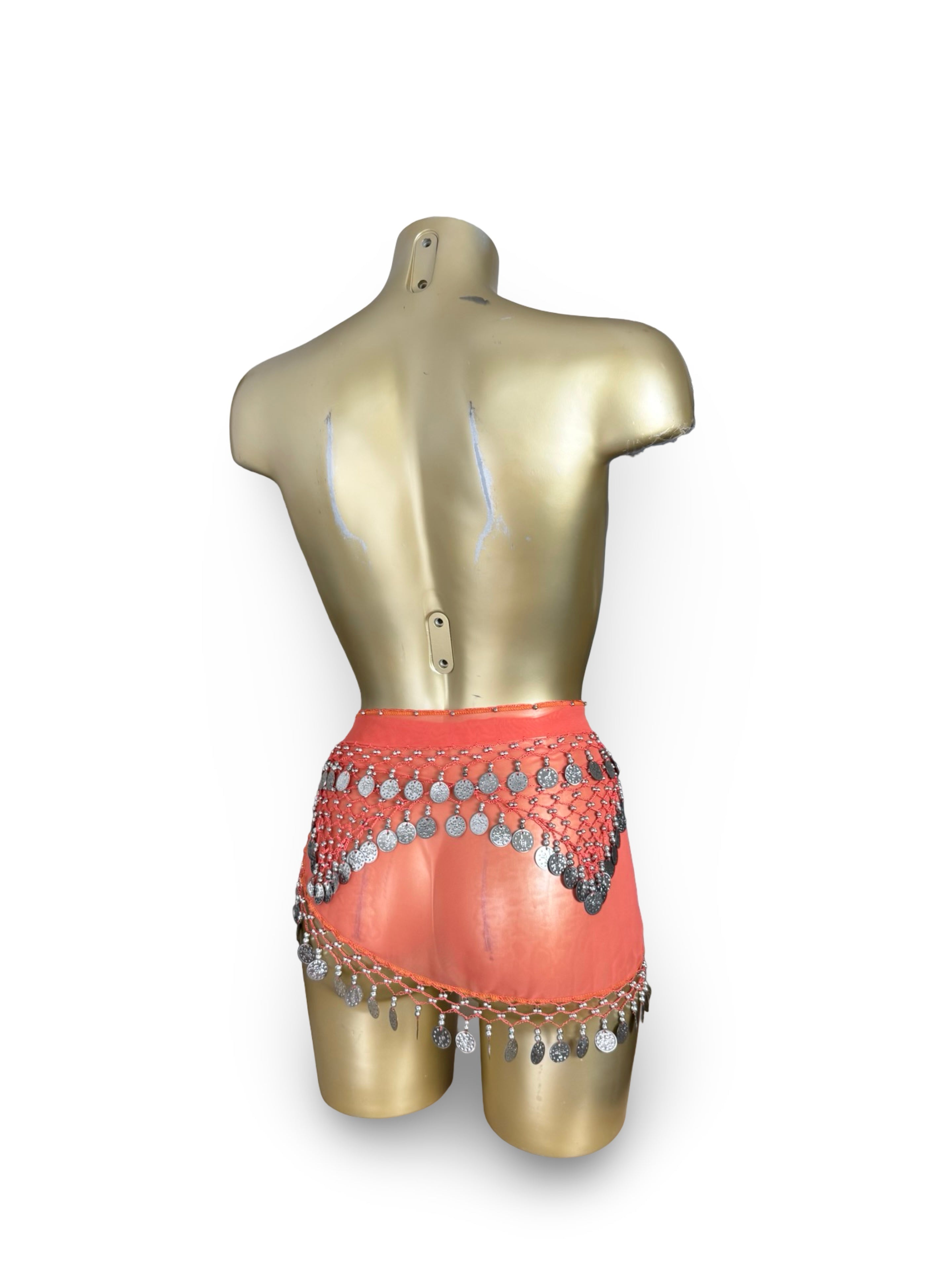 Orange multiway pareo tie up mini skirt / top