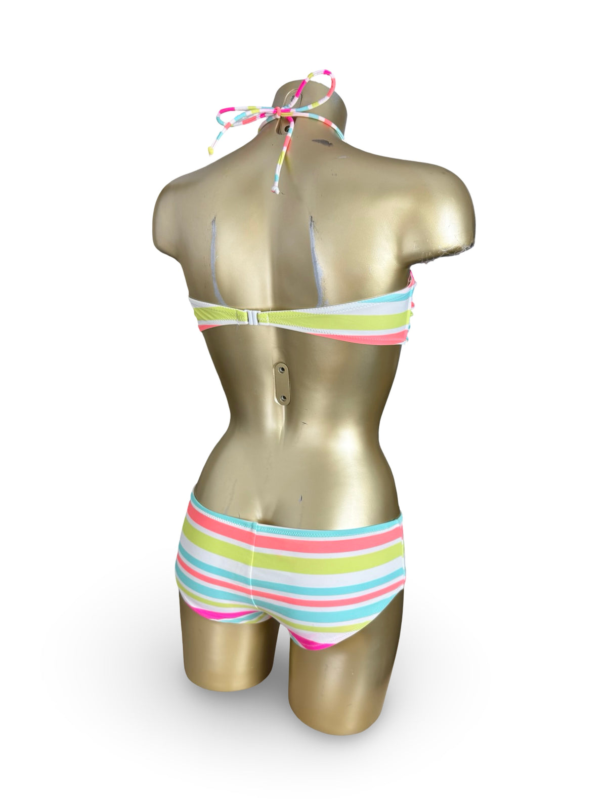 Ensemble bikini shorty à rayures multicolores (S)