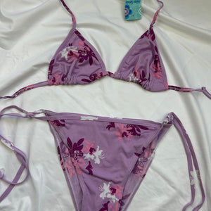 Lilac floral lycra bikini set (XL)