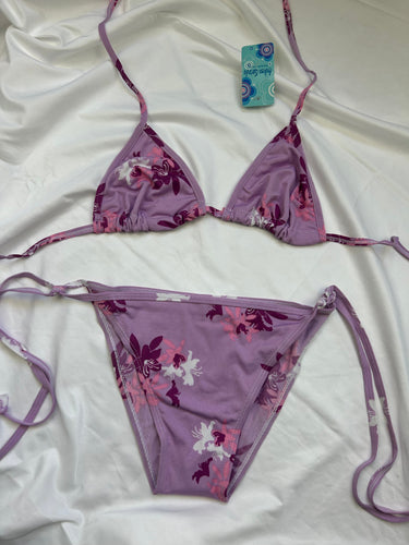 Lilac floral lycra bikini set (XL)