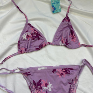 Lilac floral lycra bikini set (XL)
