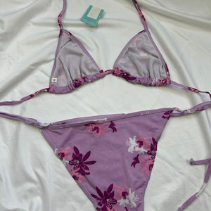 Lilac floral lycra bikini set (XL)