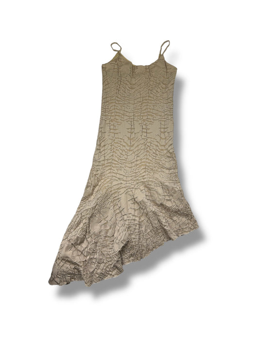 Beige asymmetric maxi dress (M)