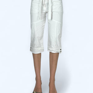 White low rise cotton utility capri pants (S)