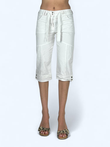White low rise cotton utility capri pants (S)