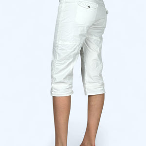 White low rise cotton utility capri pants (S)
