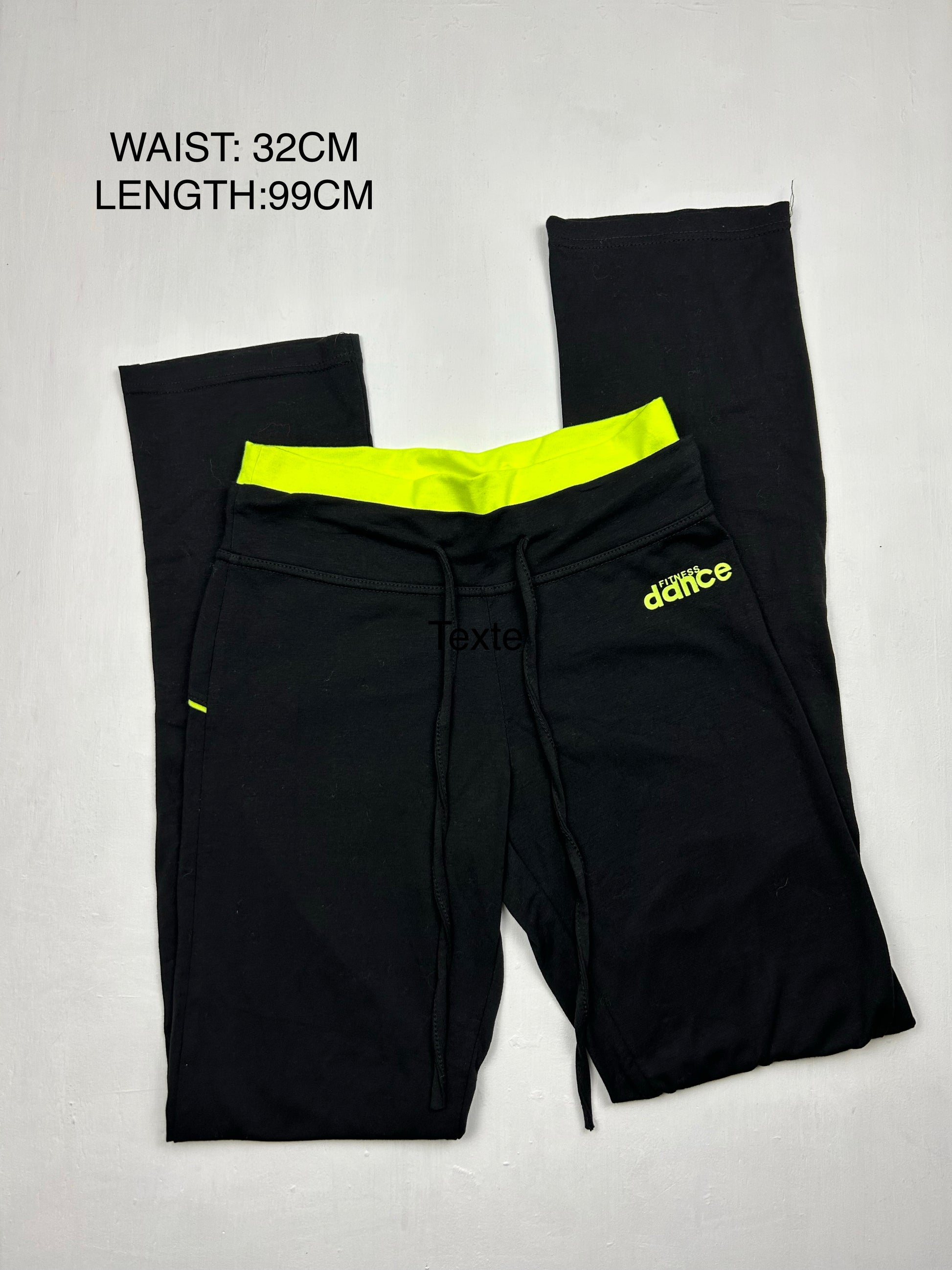 Black & neon green low waist joggers pants (S)