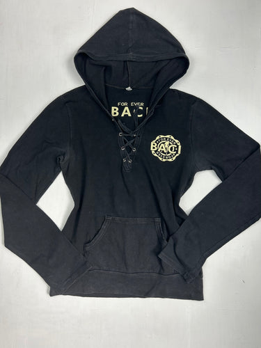 Black lace up cotton hoodie (S/M)