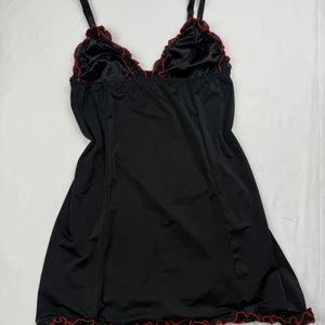 Black silky babydoll mini dress (S)