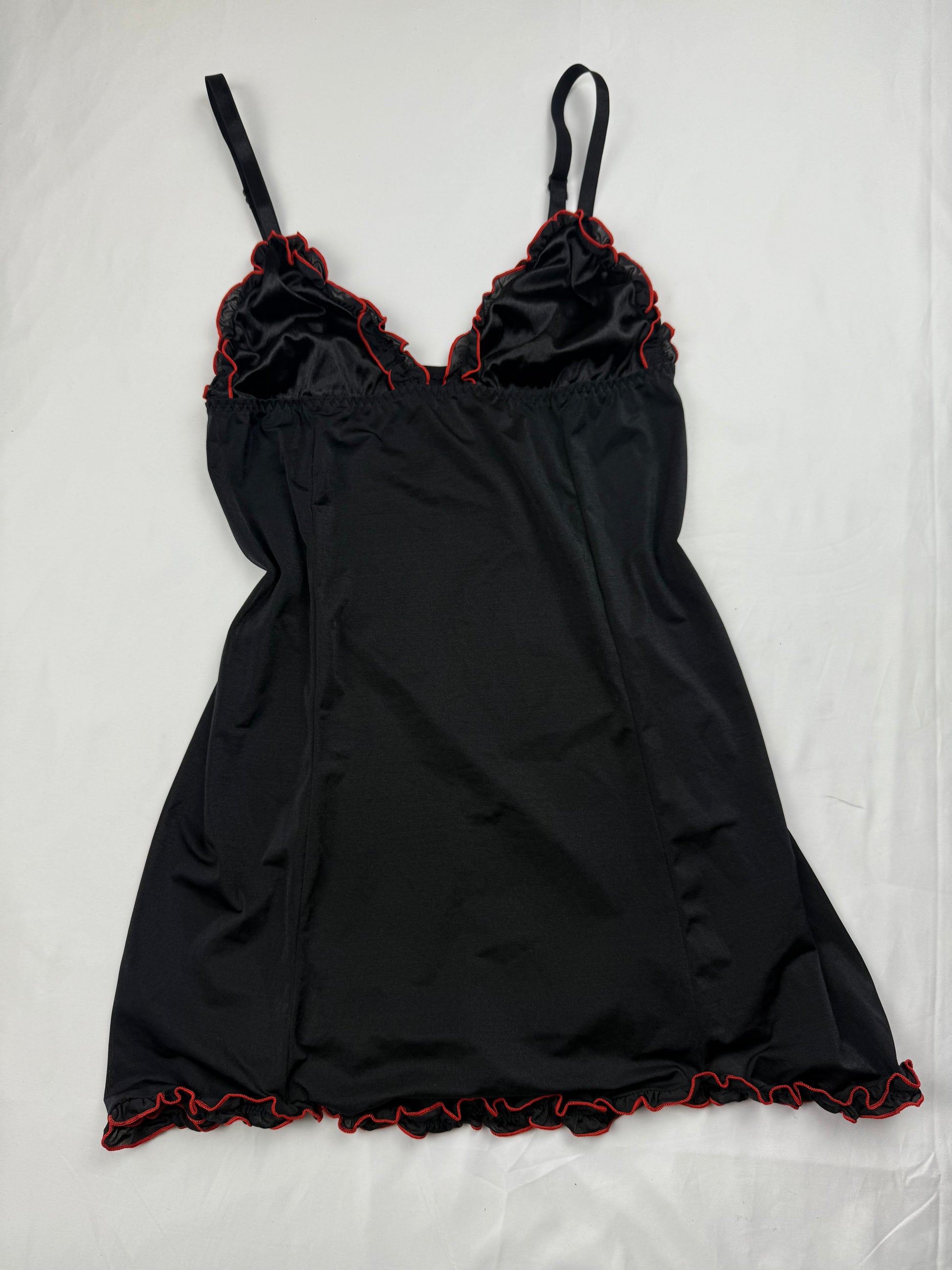 Black silky babydoll mini dress (S)
