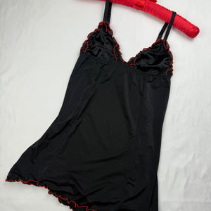 Black silky babydoll mini dress (S)