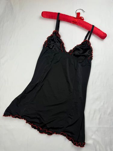 Black silky babydoll mini dress (S)