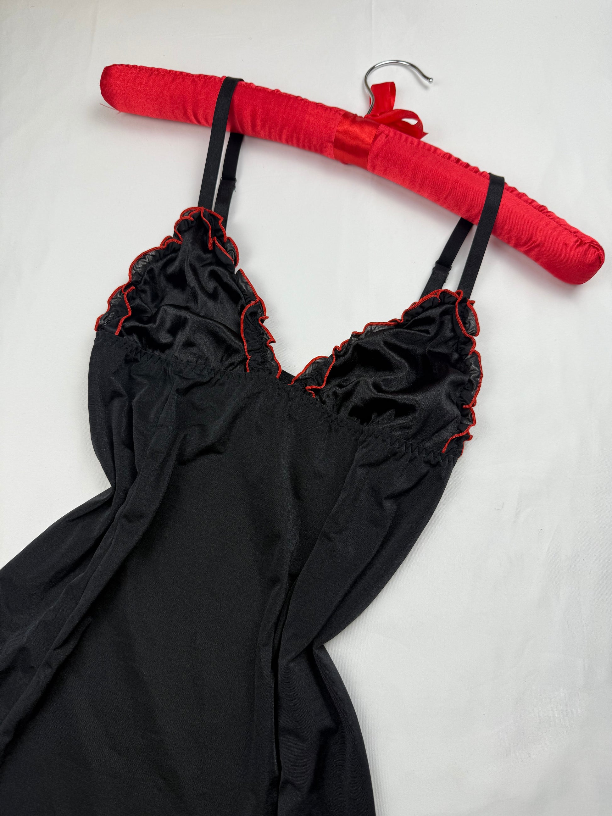 Black silky babydoll mini dress (S)