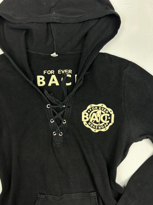 Black lace up cotton hoodie (S/M)