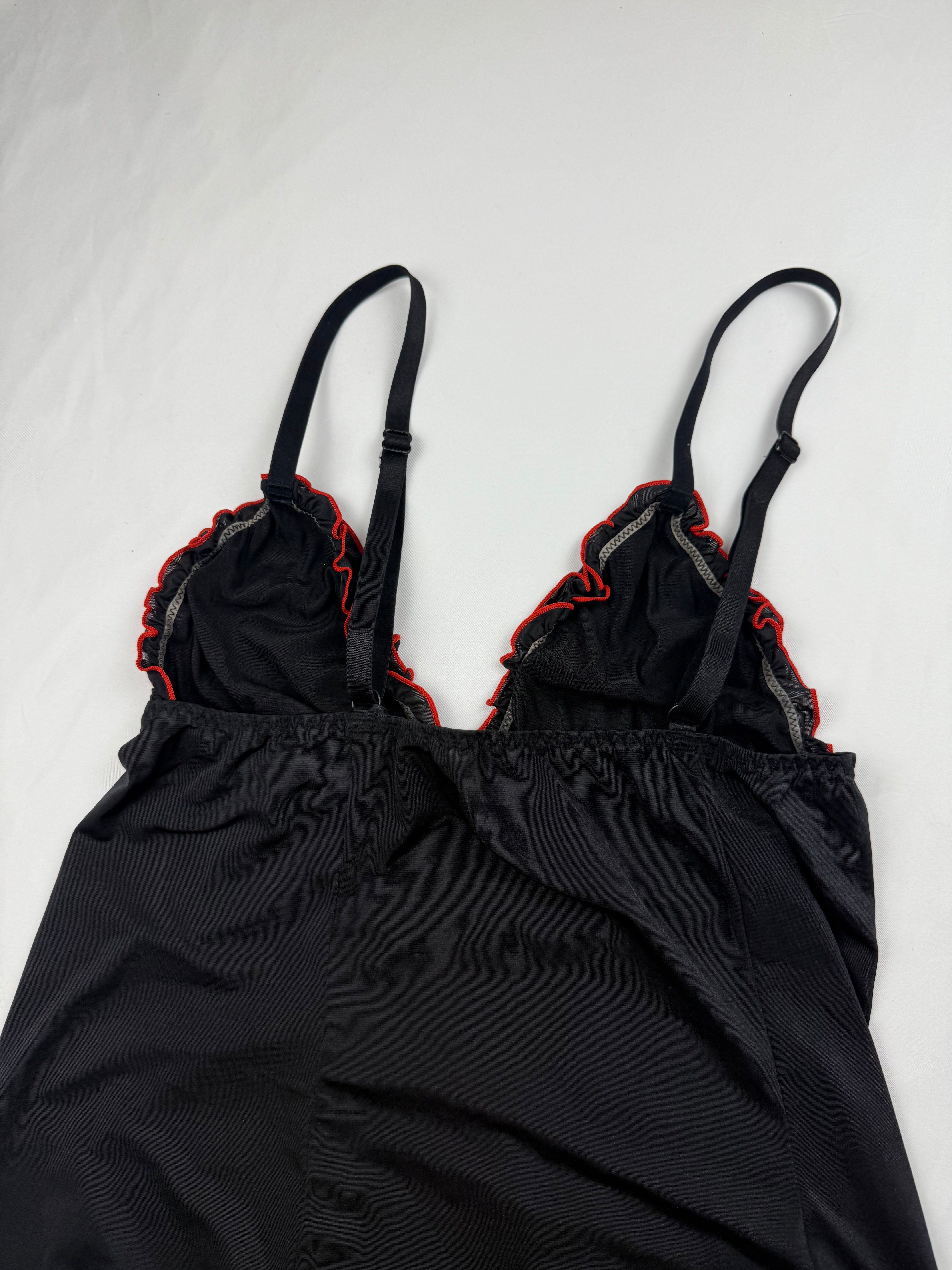 Black silky babydoll mini dress (S)