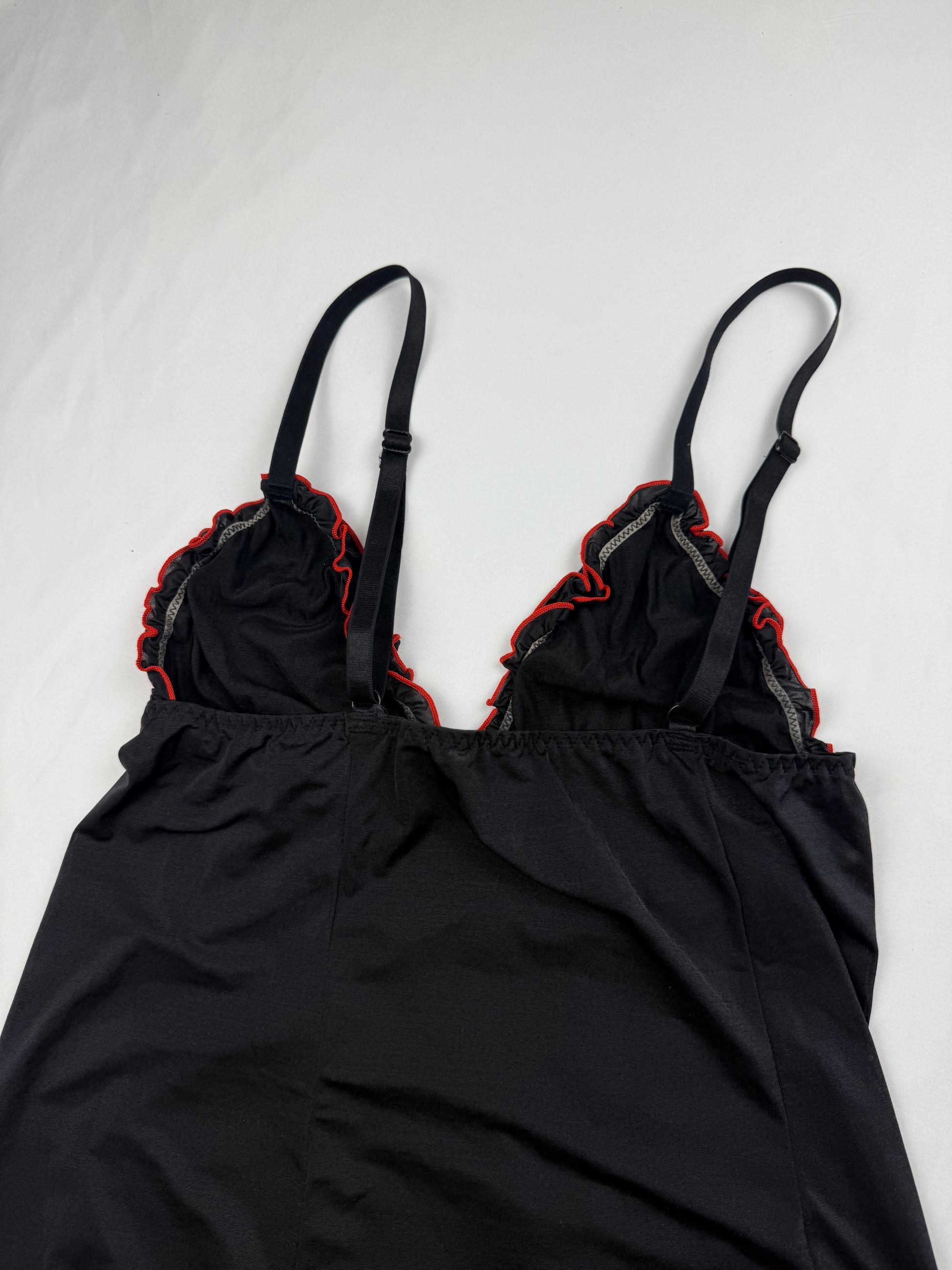 Black silky babydoll mini dress (S)