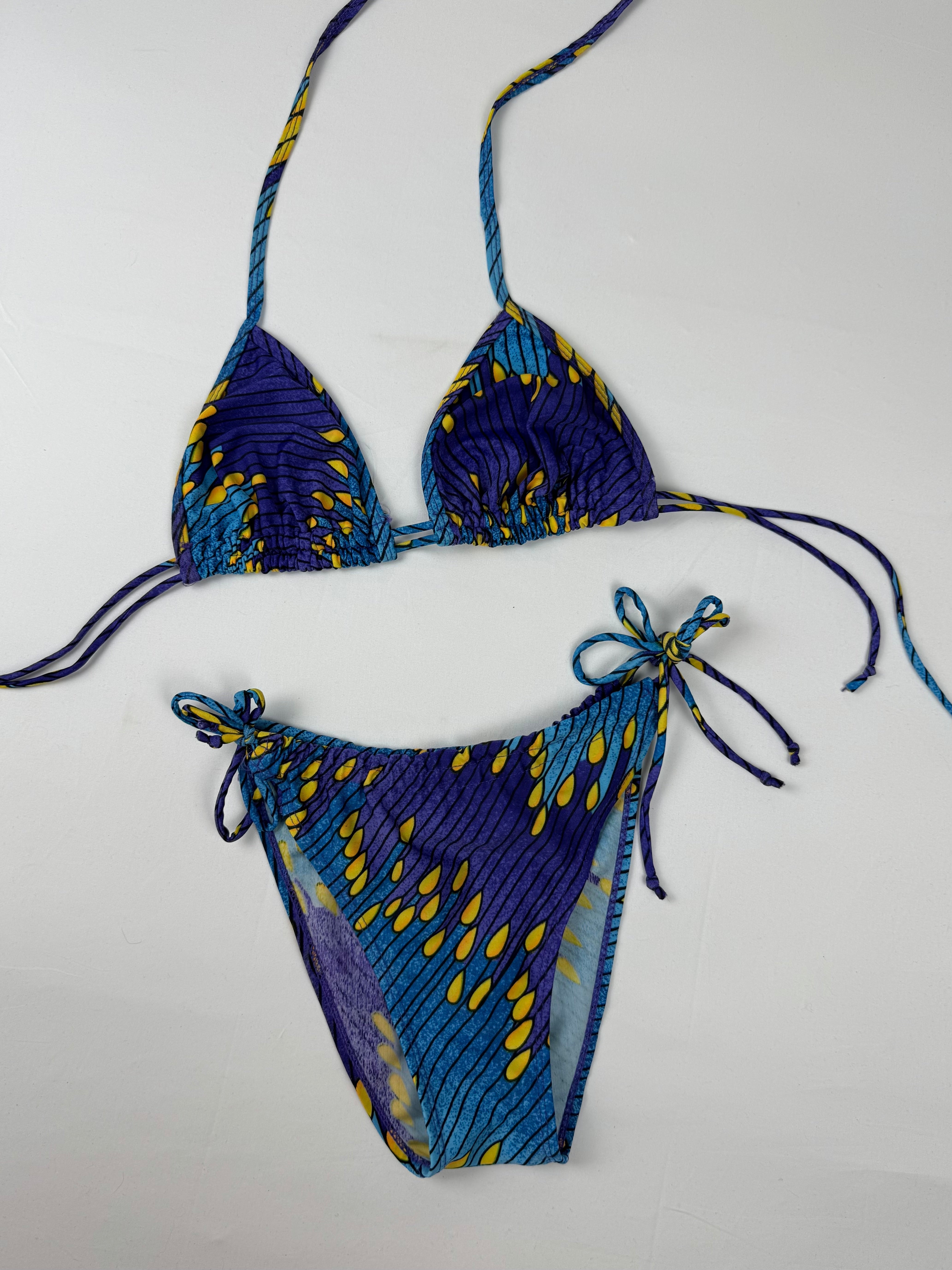 Blue graphic ajustable bikini set (M)