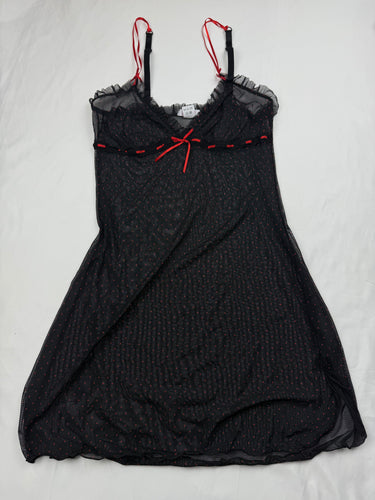 Black mesh see trough babydoll mini dress (S)
