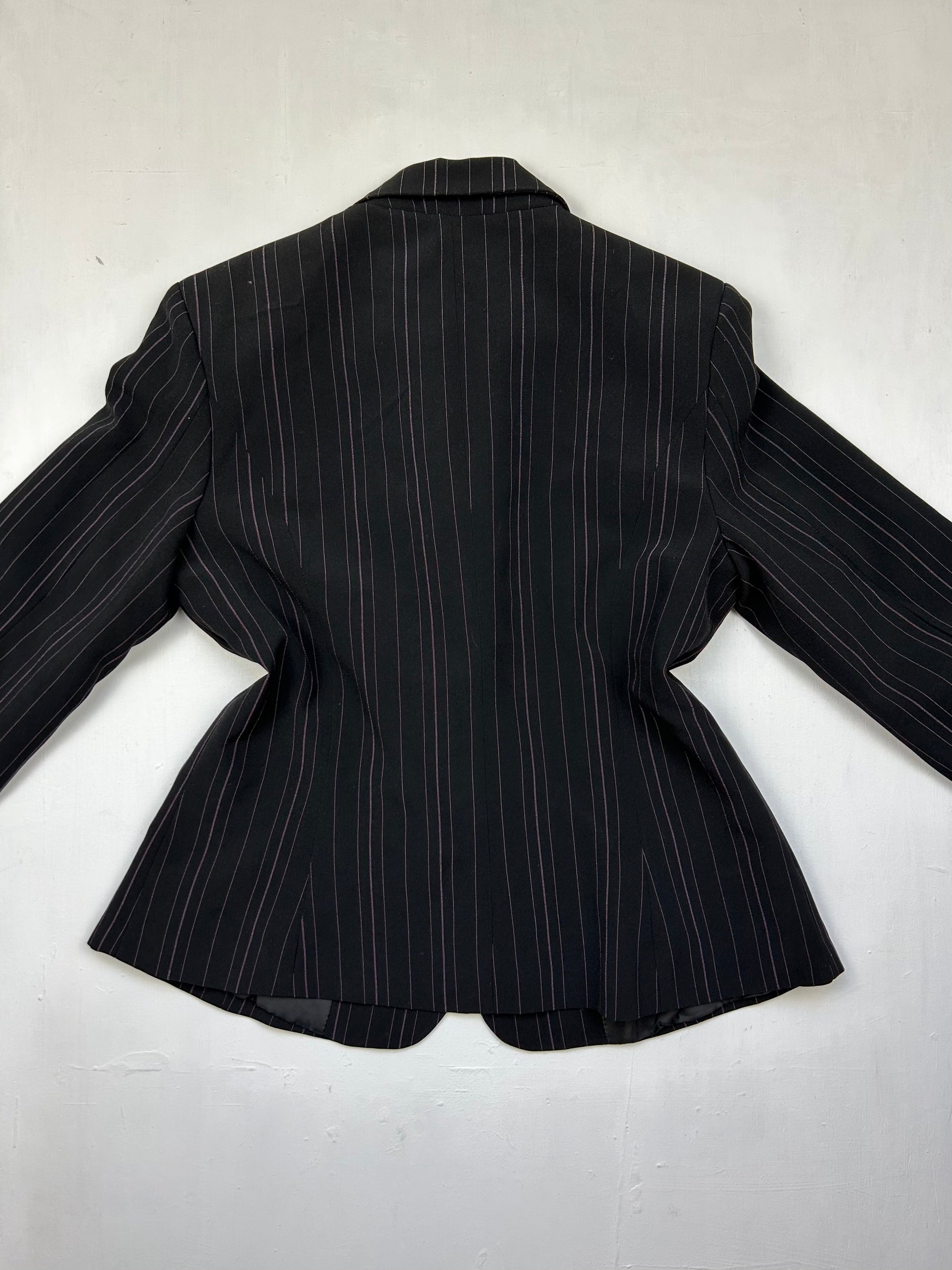 Black striped blazer office siren  jacket (S/M)