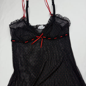 Black mesh see trough babydoll mini dress (S)