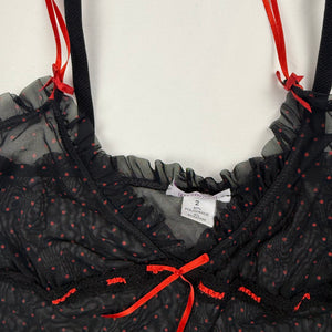 Black mesh see trough babydoll mini dress (S)
