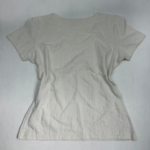 White embroidered cotton tee (S)