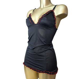 Black silky babydoll mini dress (S)