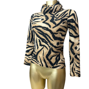 Beige tiger print super soft turtleneck jumper (S/M)