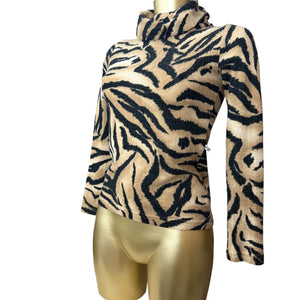 Beige tiger print super soft turtleneck jumper (S/M)