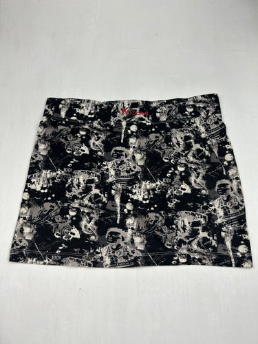 Black graphic stretchy mini skirt (M)