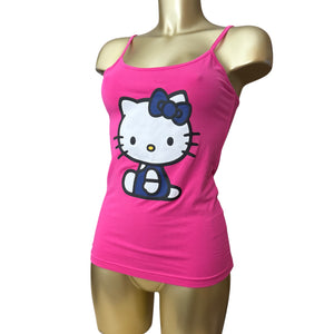 Pink kitty cotton tight fit cami top (S)