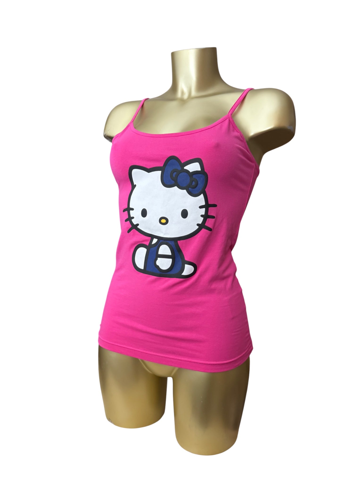 Pink kitty cotton tight fit cami top (S)