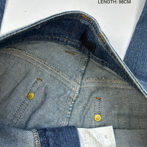 Blue denim low rise baggy pants (M)