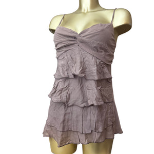 Brown ruffle cami top (M)