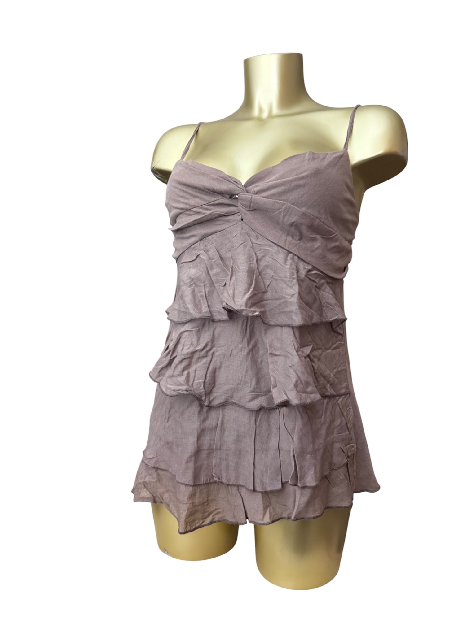 Brown ruffle cami top (M)