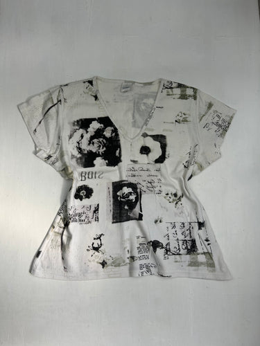 White graphic cotton tee (M)
