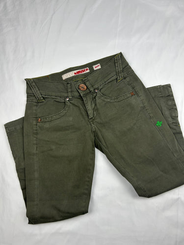 Khaki denim low rise capri pants (XS)