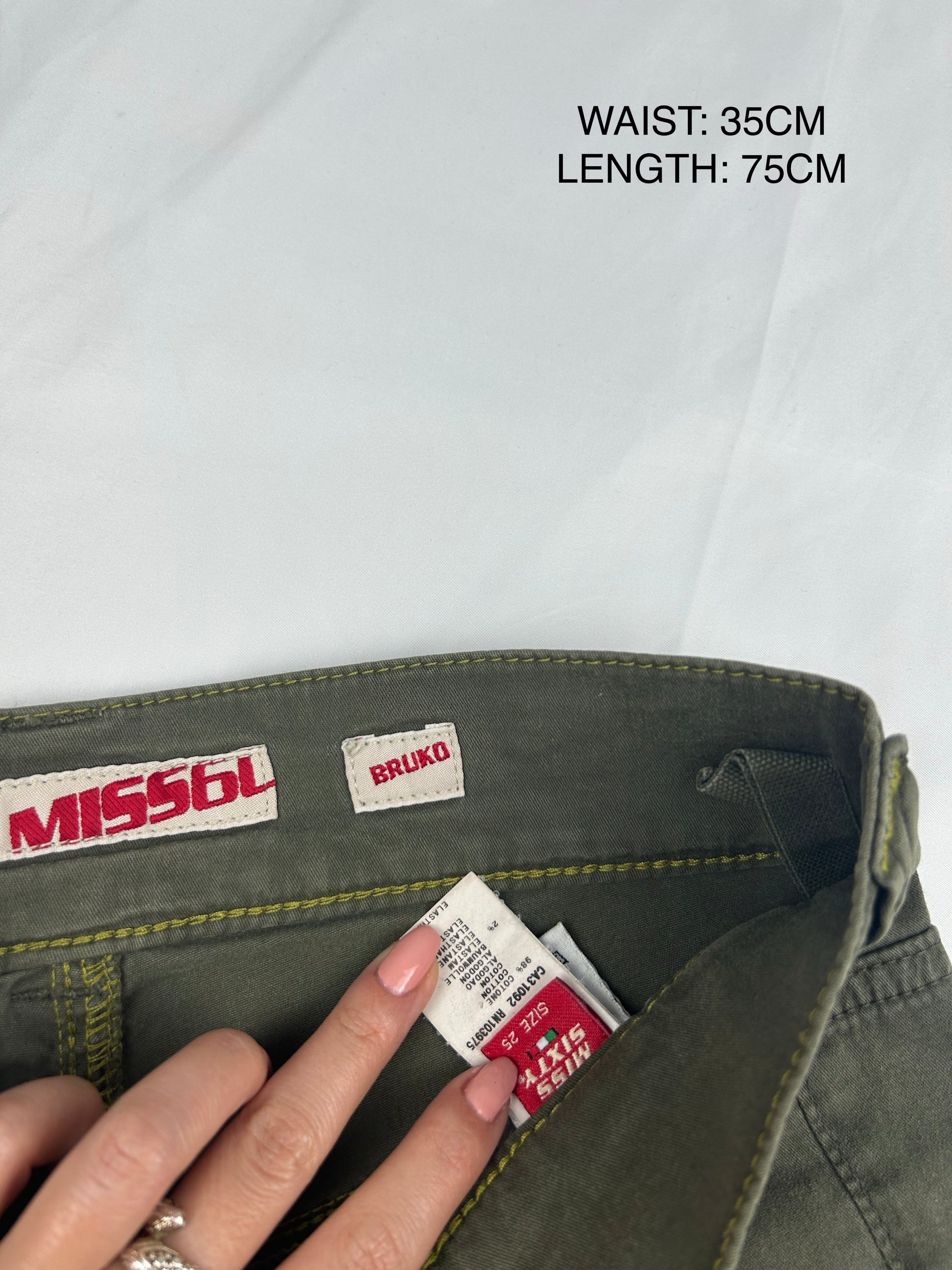 Khaki denim low rise capri pants (XS)
