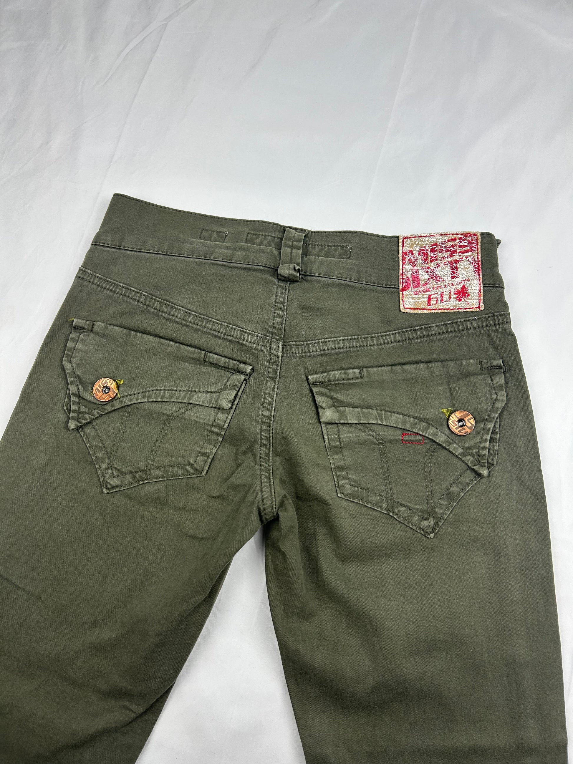 Khaki denim low rise capri pants (XS)
