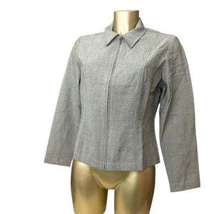 Khaki zip up office blazer jacket (L)