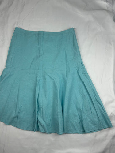 Blue linen low rise pleated mid skirt (S)