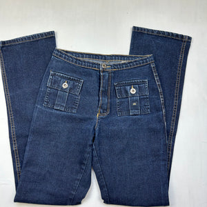 Navy denim low rise bootcut pants (XS)