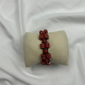 Vintage wood pearls red bracelet jewelry watch