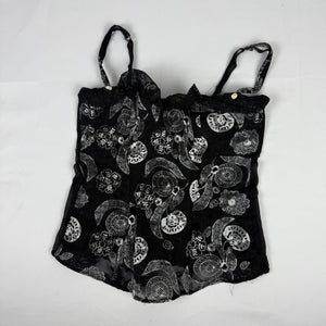 Black mesh graphic corset top (M)