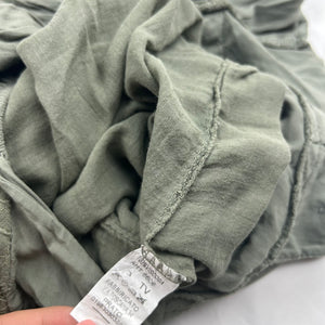 Khaki backless pleated summer mid dress (S/M)