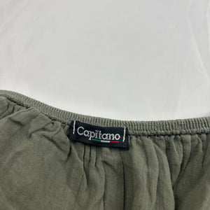 Khaki backless pleated summer mid dress (S/M)