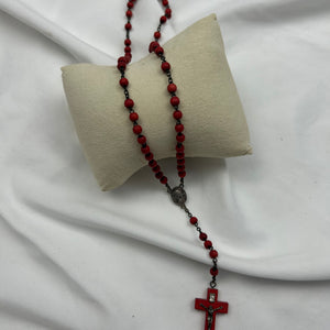 Red inox pearl rosary