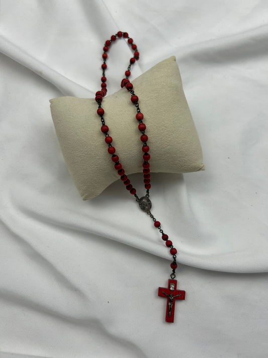 Red inox pearl rosary